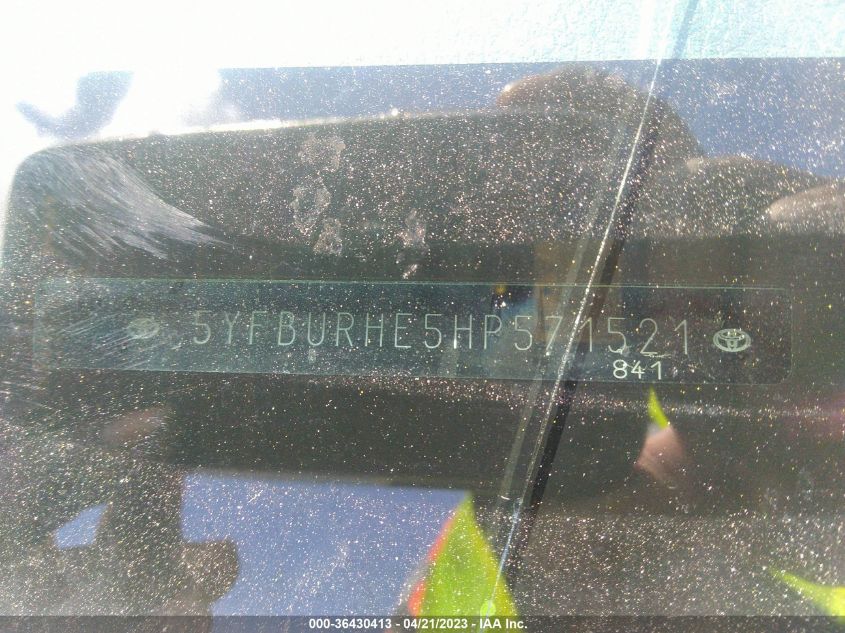 2017 TOYOTA COROLLA L/LE/XLE/SE - 5YFBURHE5HP571521