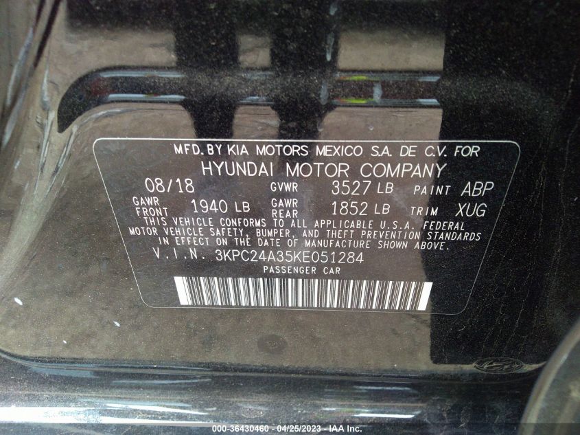 2019 HYUNDAI ACCENT SEL - 3KPC24A35KE051284