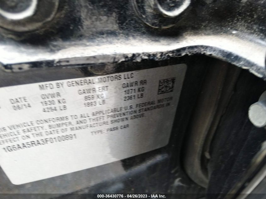 2015 CADILLAC ATS SEDAN STANDARD RWD - 1G6AA5RA3F0100891