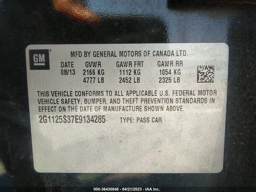 2014 CHEVROLET IMPALA LT - 2G1125S37E9134285