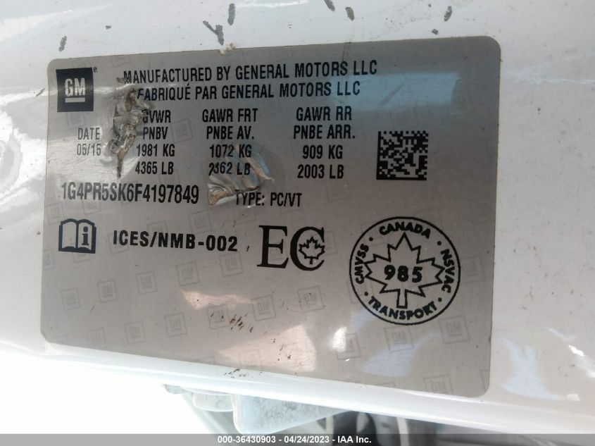 2015 BUICK VERANO CONVENIENCE GROUP - 1G4PR5SK6F4197849