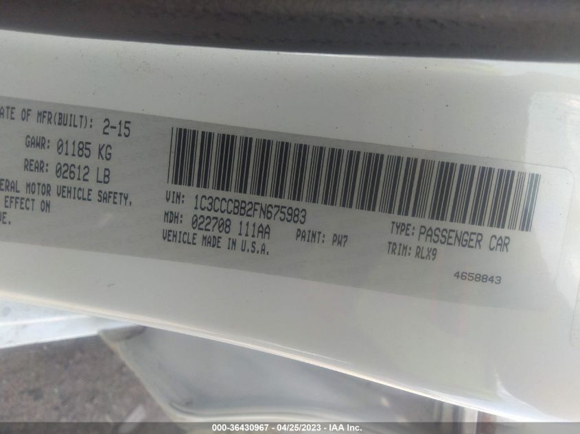 2015 CHRYSLER 200 S - 1C3CCCBB2FN675983