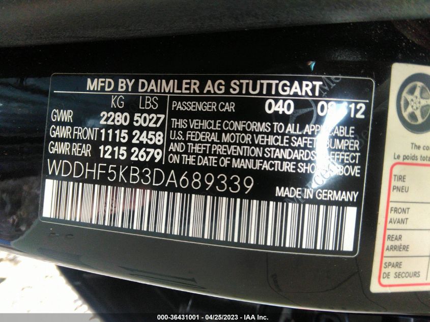 2013 MERCEDES-BENZ E-CLASS E 350 - WDDHF5KB3DA689339