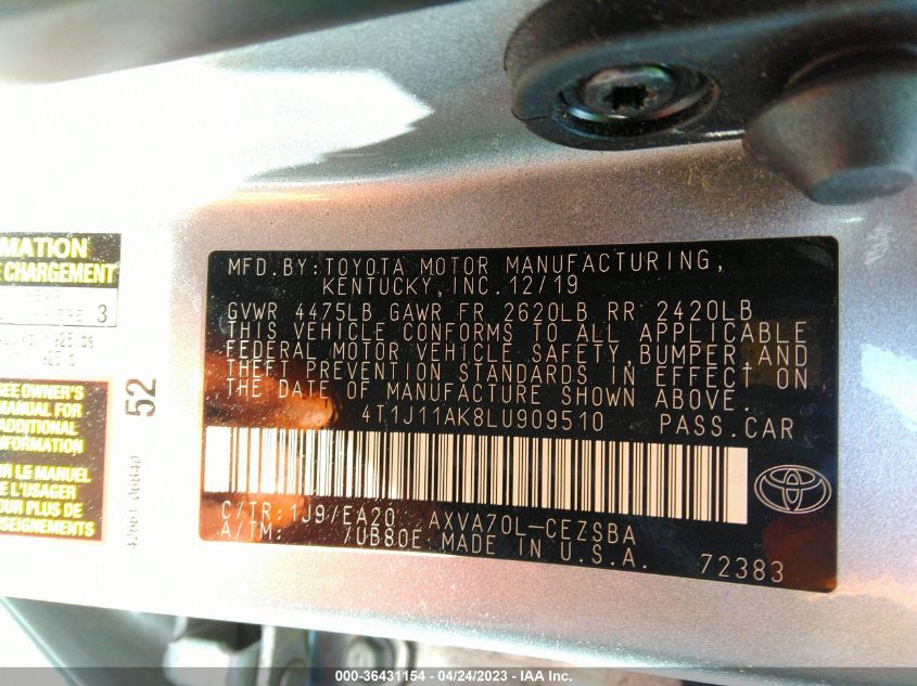 2020 TOYOTA CAMRY SE - 4T1J11AK8LU909510
