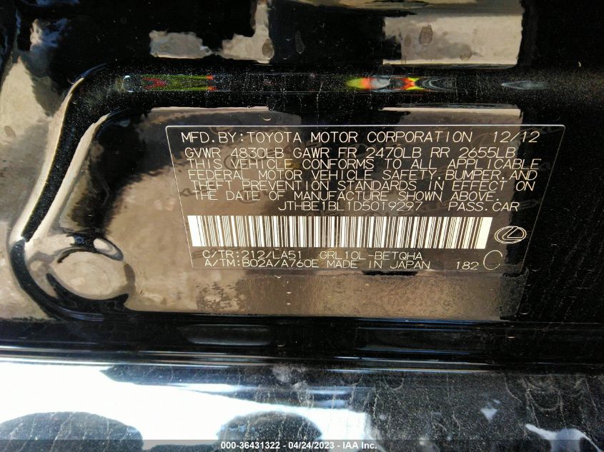 2013 LEXUS GS 350 - JTHBE1BL1D5019297