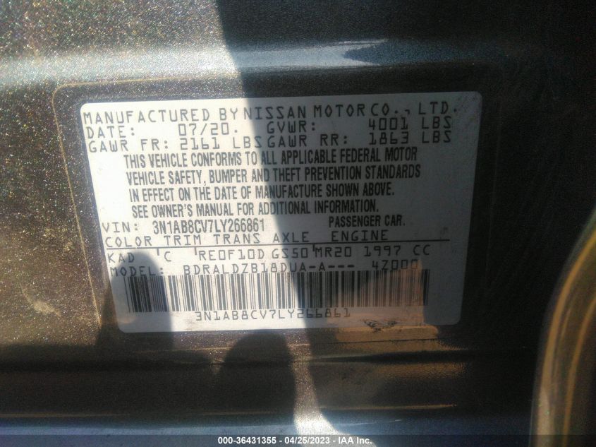 2020 NISSAN SENTRA SV - 3N1AB8CV7LY266861