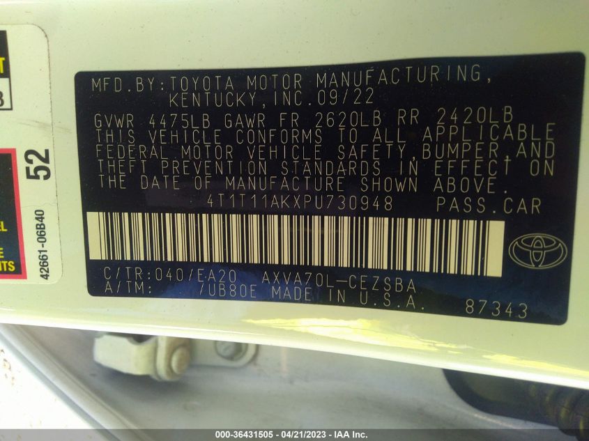 2023 TOYOTA CAMRY SE - 4T1T11AKXPU730948