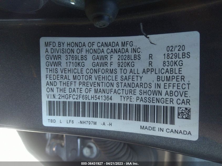 2020 HONDA CIVIC SEDAN LX - 2HGFC2F69LH541364