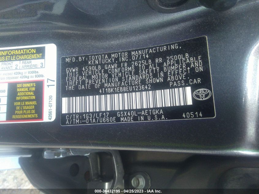 2014 TOYOTA AVALON LIMITED - 4T1BK1EB8EU123642