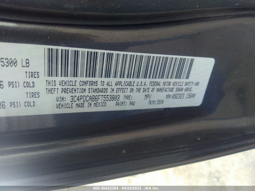 2015 DODGE JOURNEY AMERICAN VALUE PKG - 3C4PDCAB6FT553803