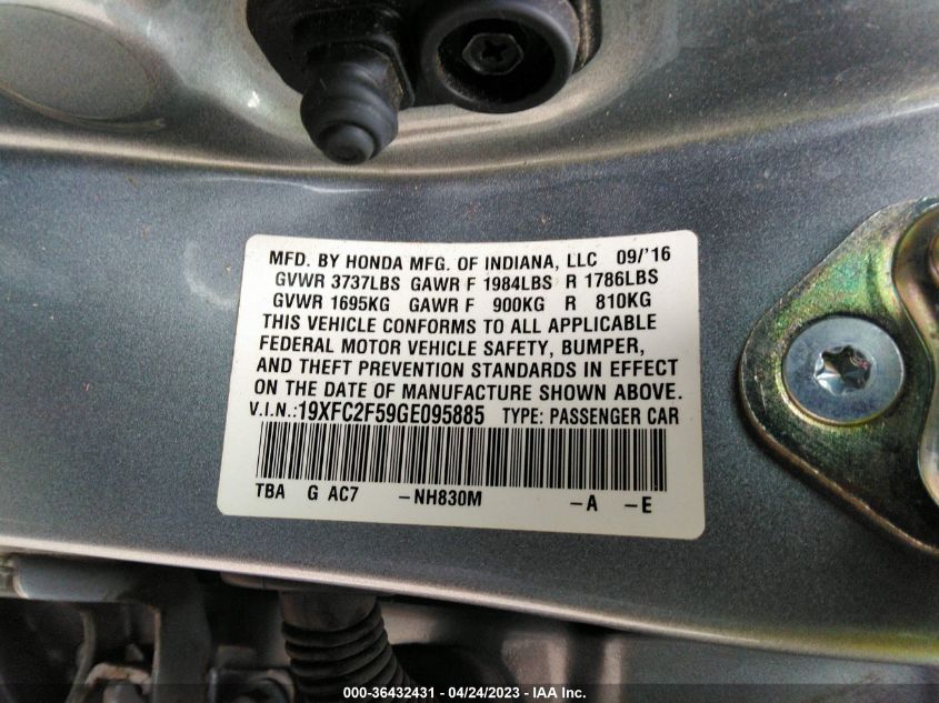 2016 HONDA CIVIC SEDAN LX - 19XFC2F59GE095885