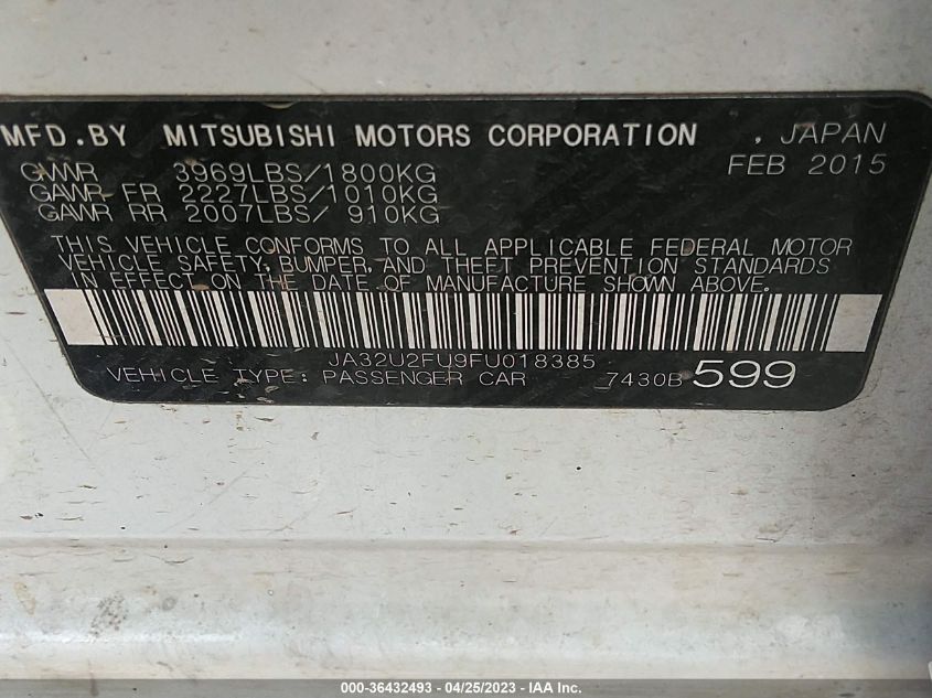 2015 MITSUBISHI LANCER ES - JA32U2FU9FU018385