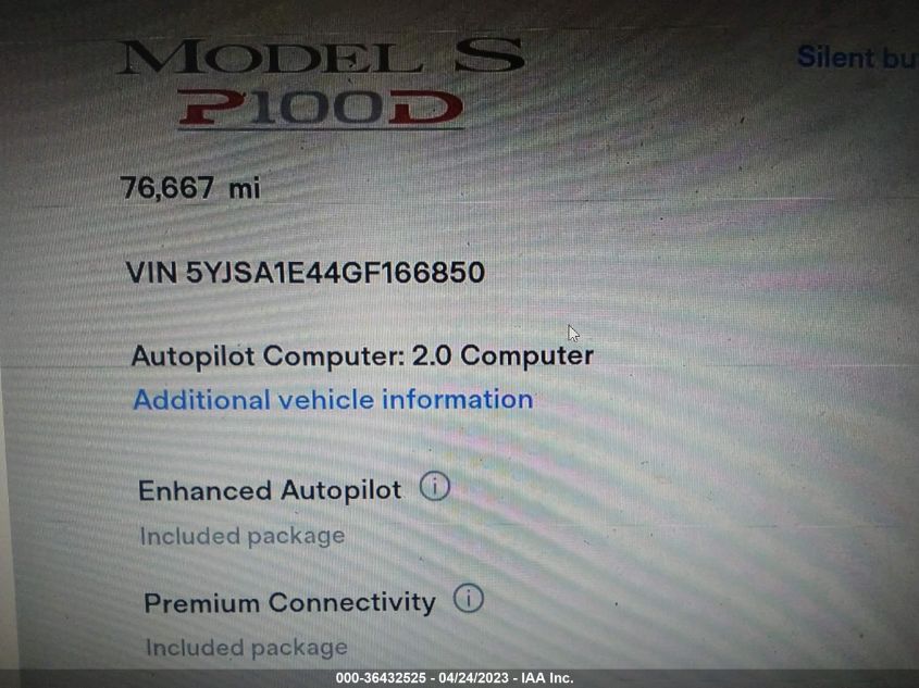 2016 TESLA MODEL S 90D/P90D/P100D/P85D - 5YJSA1E44GF166850