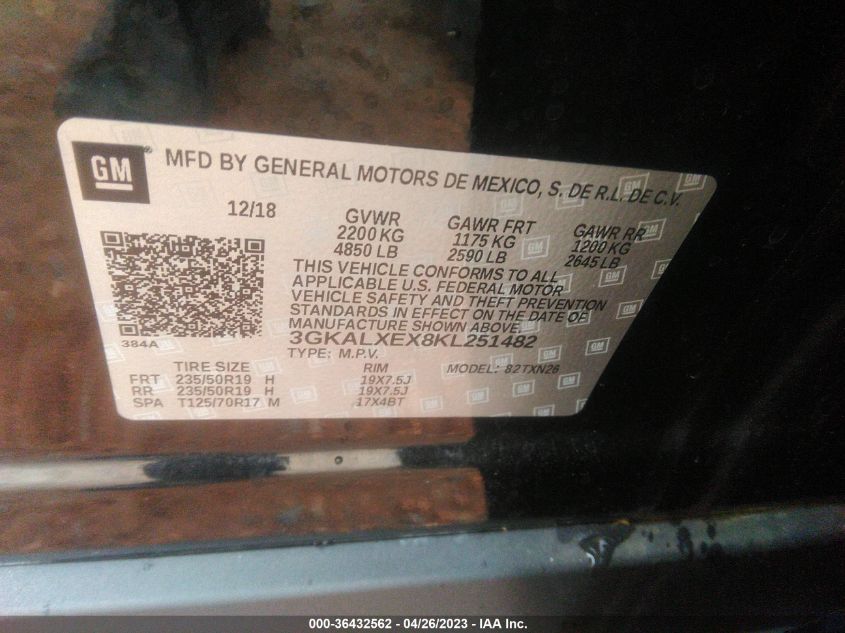 2019 GMC TERRAIN DENALI - 3GKALXEX8KL251482