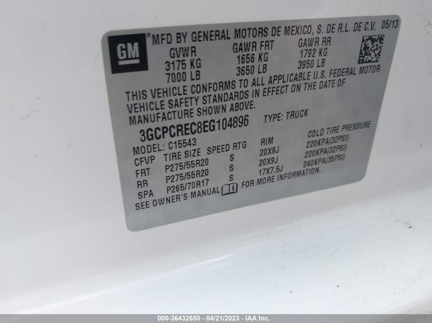 2014 CHEVROLET SILVERADO 1500 LT - 3GCPCREC8EG104896