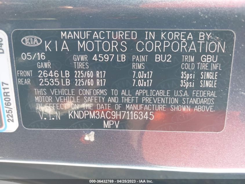 2017 KIA SPORTAGE LX - KNDPM3AC9H7116345