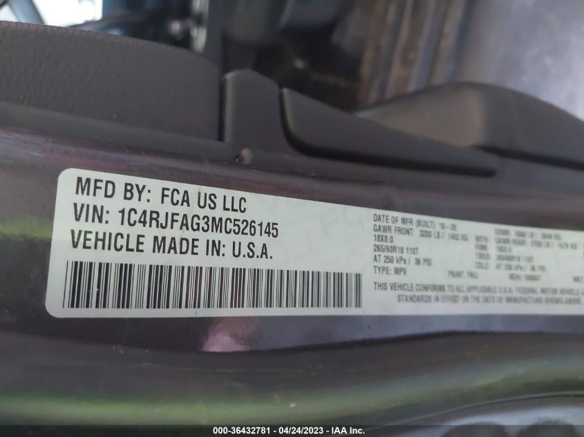 2021 JEEP GRAND CHEROKEE LAREDO E - 1C4RJFAG3MC526145