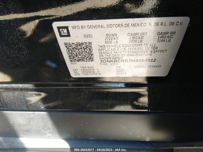 2021 CHEVROLET BLAZER LT - 3GNKBCRS7MS554912