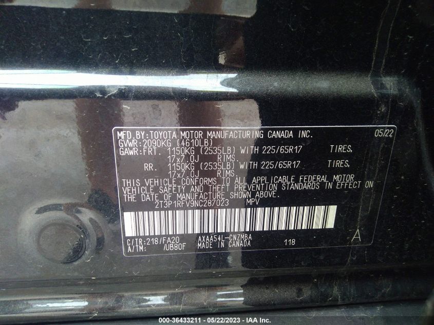 2022 TOYOTA RAV4 XLE - 2T3P1RFV9NC287023