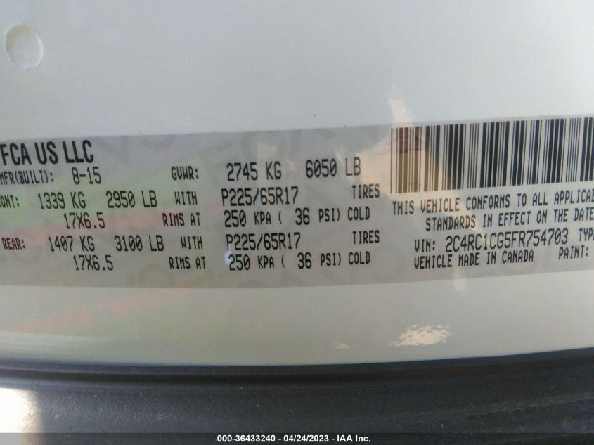 2015 CHRYSLER TOWN & COUNTRY TOURING-L - 2C4RC1CG5FR754703