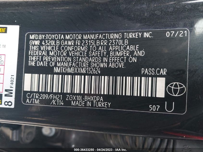 2021 TOYOTA C-HR LE/XLE/LIMITED/NIGHTSHADE - NMTKHMBXXMR132624