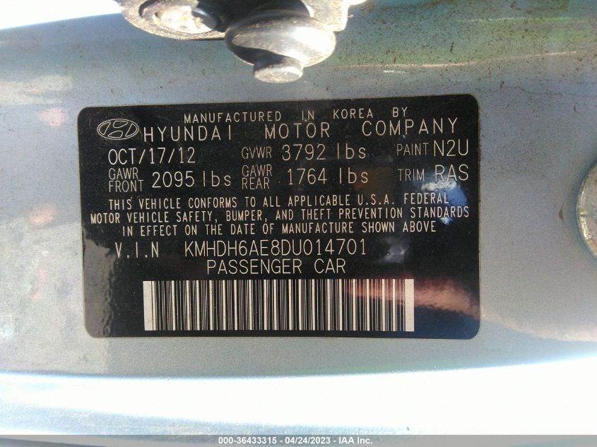 2013 HYUNDAI ELANTRA COUPE GS KMHDH6AE8DU014701