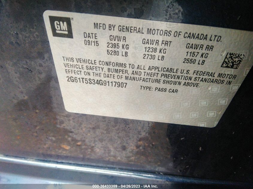 2016 CADILLAC XTS PLATINUM - 2G61T5S34G9117907