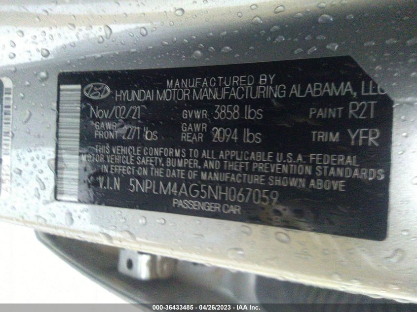 2022 HYUNDAI ELANTRA SEL - 5NPLM4AG5NH067059