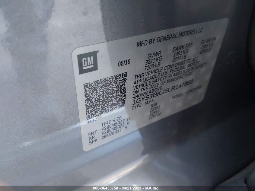 2020 CADILLAC ESCALADE LUXURY - 1GYS3BKJ5LR147863