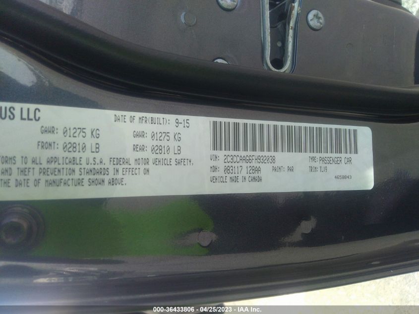 2015 CHRYSLER 300 LIMITED - 2C3CCAAG6FH932038