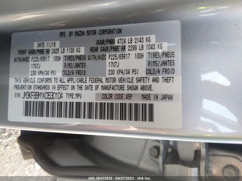 2019 MAZDA CX-5 SPORT - JM3KFBBM1K0530104