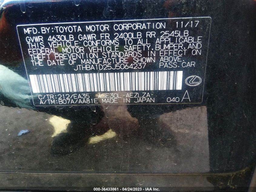 2018 LEXUS IS IS 300 - JTHBA1D25J5064237