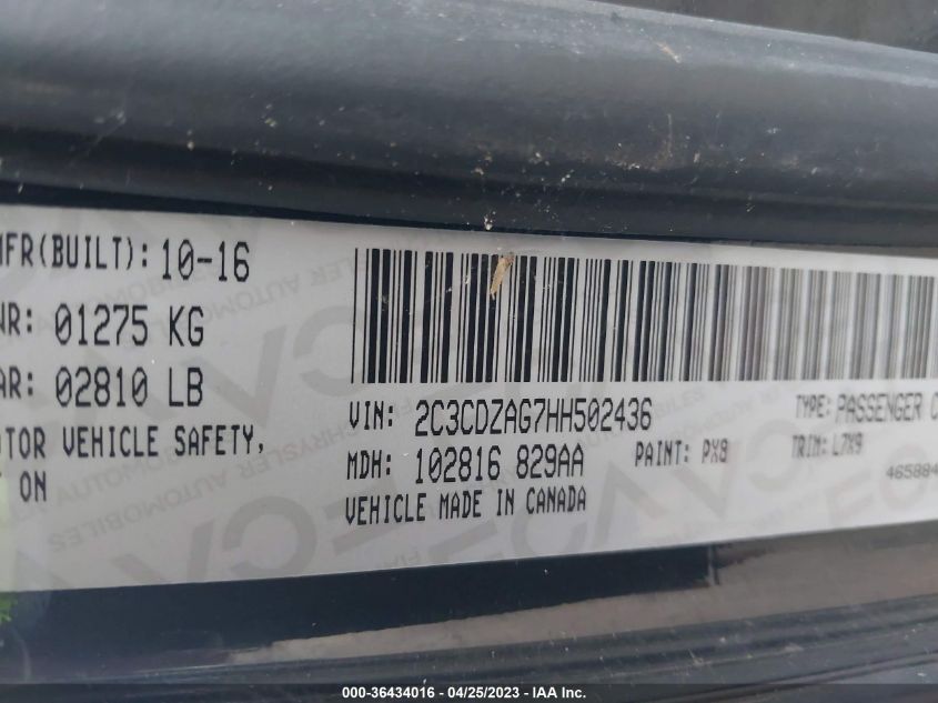 2017 DODGE CHALLENGER SXT - 2C3CDZAG7HH502436
