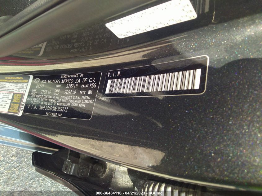2021 KIA FORTE LXS - 3KPF24AD3ME359272
