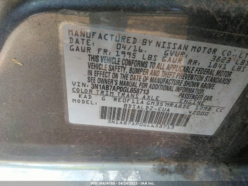 2016 NISSAN SENTRA SV - 3N1AB7AP0GL658713