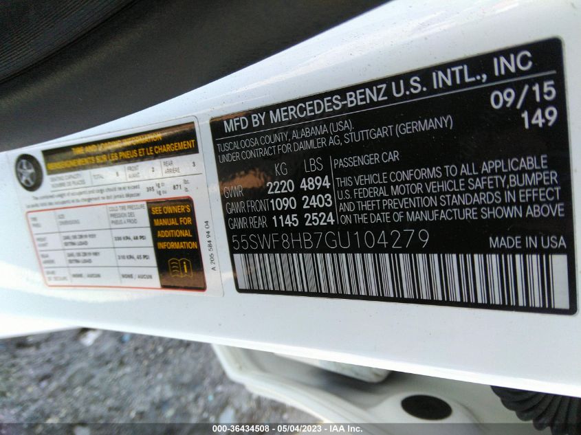 2016 MERCEDES-BENZ C-CLASS AMG C 63 S - 55SWF8HB7GU104279