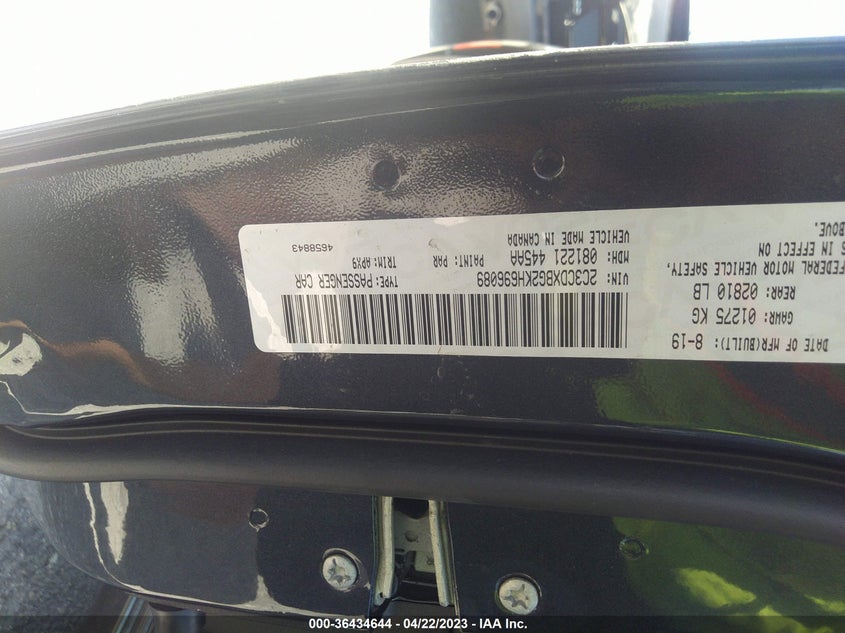 VIN 2C3CDXBG2KH696089 2019 DODGE CHARGER SXT