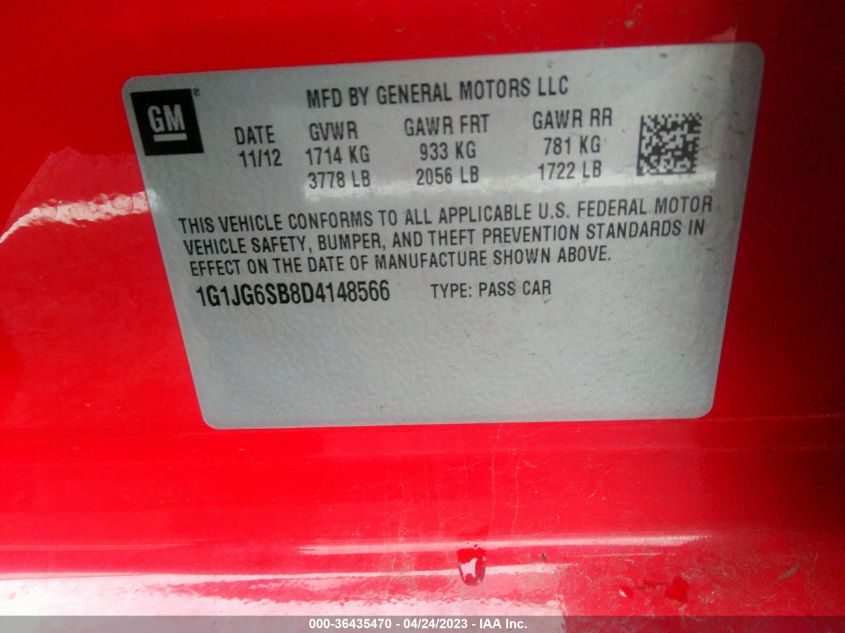 2013 CHEVROLET SONIC RS - 1G1JG6SB8D4148566