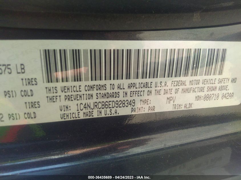 2014 JEEP PATRIOT LIMITED - 1C4NJRCB6ED928349