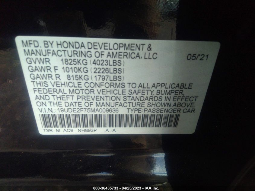 2021 ACURA ILX PACKAGE - 19UDE2F75MA009636