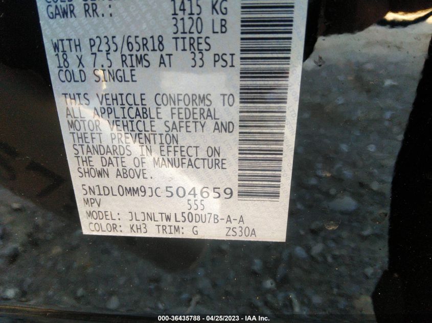 2018 INFINITI QX60 - 5N1DL0MM9JC504659