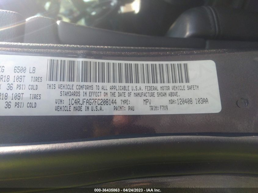 2015 JEEP GRAND CHEROKEE LAREDO - 1C4RJFAG7FC208144