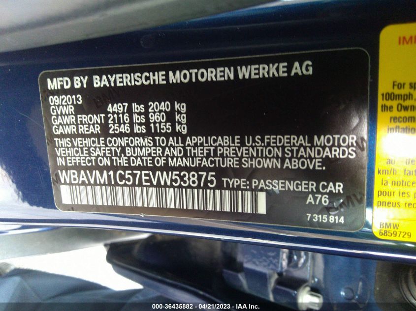 2014 BMW X1 SDRIVE28I - WBAVM1C57EVW53875