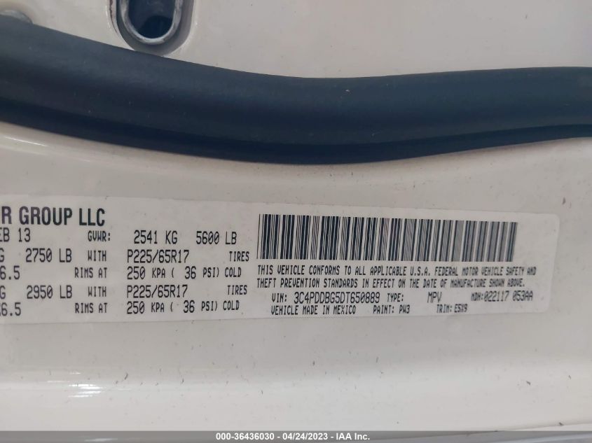 2013 DODGE JOURNEY SXT - 3C4PDDBG5DT650889