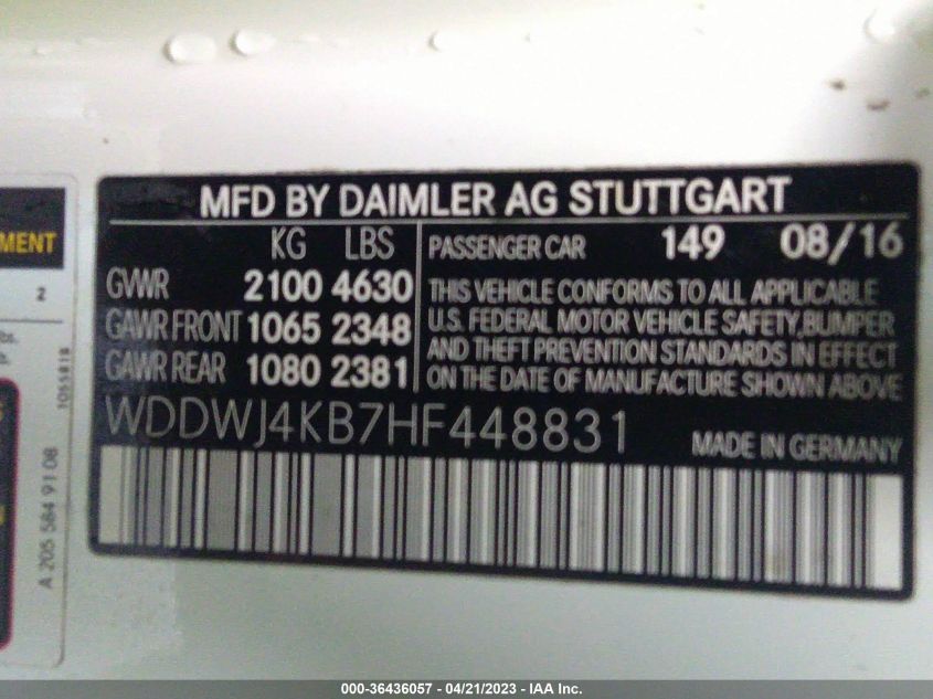2017 MERCEDES-BENZ C-CLASS C 300 - WDDWJ4KB7HF448831
