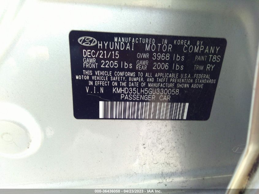 2016 HYUNDAI ELANTRA GT - KMHD35LH5GU330058