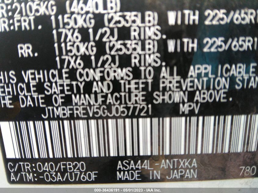 2016 TOYOTA RAV4 LE - JTMBFREV5GJ057721