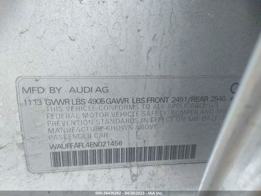 2014 AUDI A4 PREMIUM PLUS - WAUFFAFL4EN021456