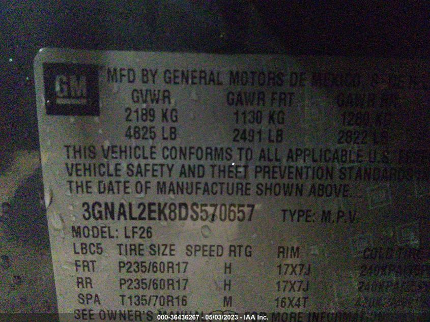 2013 CHEVROLET CAPTIVA SPORT FLEET LS - 3GNAL2EK8DS570657