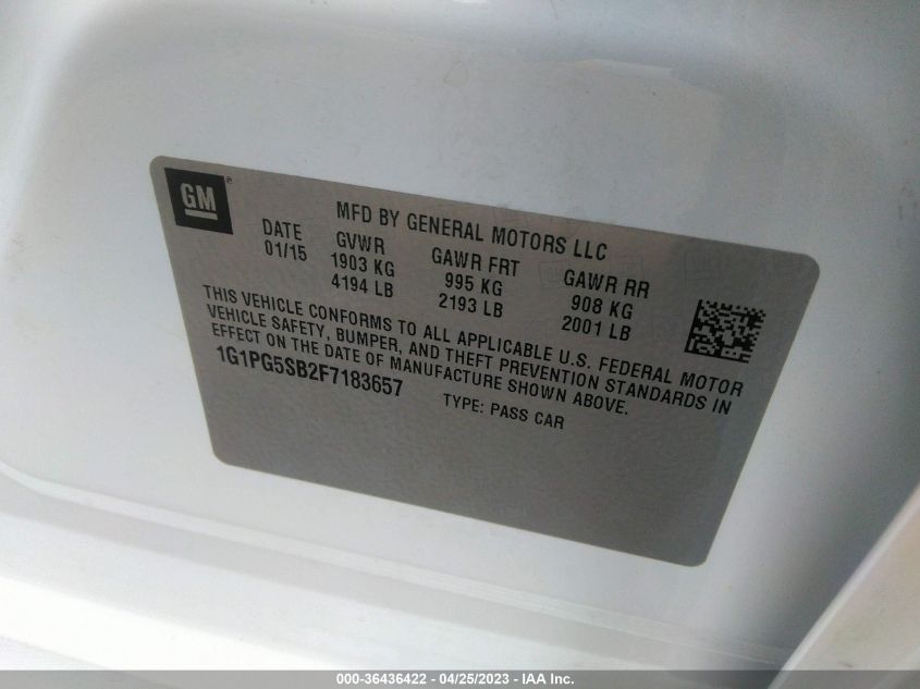 2015 CHEVROLET CRUZE LTZ - 1G1PG5SB2F7183657